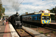 Steamrail Victoria K153 and Metro Trains Melbourne EMU in Essendon