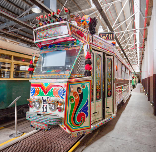 Yarra Trams Z1 Class No 81 ‘Karachi W11’. The tram is decorated to celebrate the 2006 Melbourne Commonwealth Games.